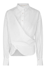 Tanja - Poplin wrap over shirt I White White XS  5 - Rabens Saloner