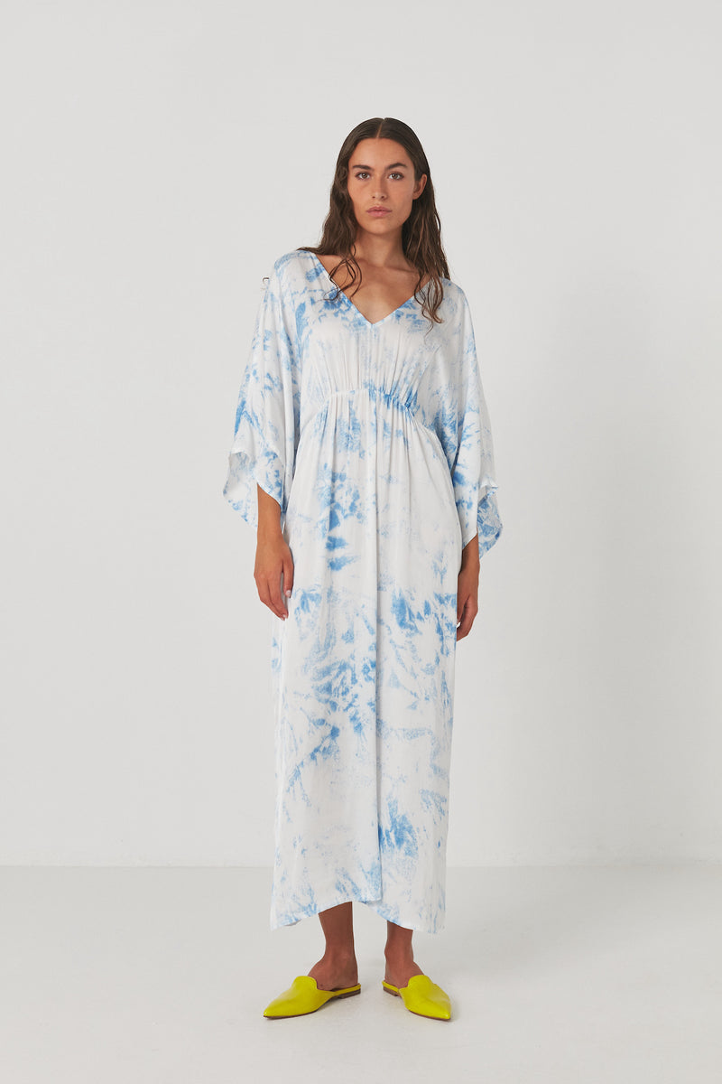 Lucca - Fracture kaftan dress I Blue white combo    1 - Rabens Saloner