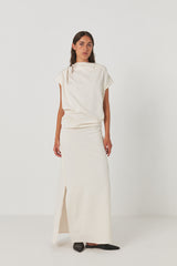Orana - Aviator draped dress I Ivory