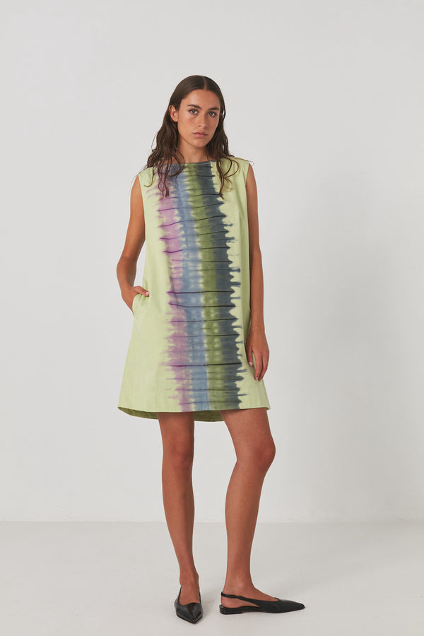 Lupita - Macaw Aline short dress I Lime combo