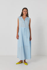 Vilde - Cotton drawstring dress I Blue    1 - Rabens Saloner