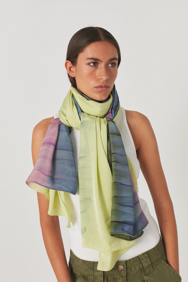 Merete - Macaw large scarf 138X180 I Lime combo
