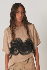 Maggi - Swirl cropped t-shirt I Olive chalk combo    5 - Rabens Saloner