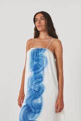 Milli - Swirl string elastic dress I Blue white combo