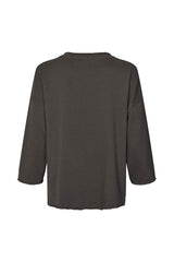 Dena - Light stretch 3/4 sleeve top I Faded black 3 - Rabens Saloner