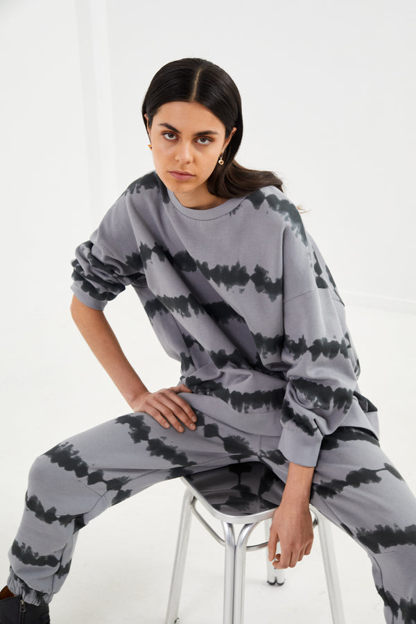 Natalia - Vista print sweatshirt I Grey combo    1 - Rabens Saloner