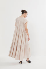 Gisele - Cotton flare long dress I Nougat    4 - Rabens Saloner