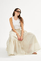 Polonia - Angled gather skirt I Oyster    2 - Rabens Saloner