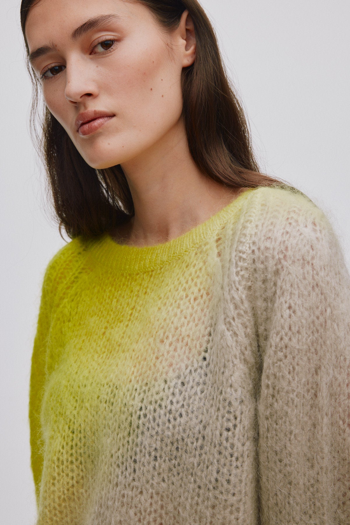 Jasmin - Cross dye boxy sweater I Limeade pelican combo 2 - Rabens Saloner