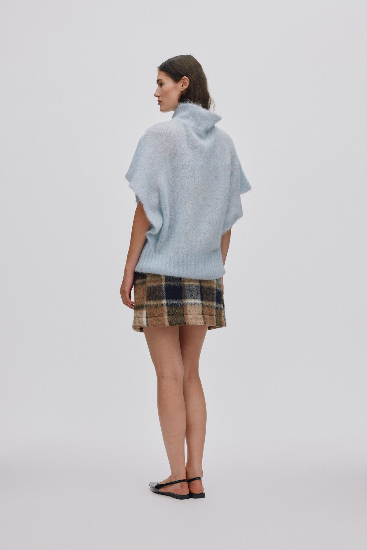 Olympia - Jumbo check short skirt I Brown check 6 - Rabens Saloner