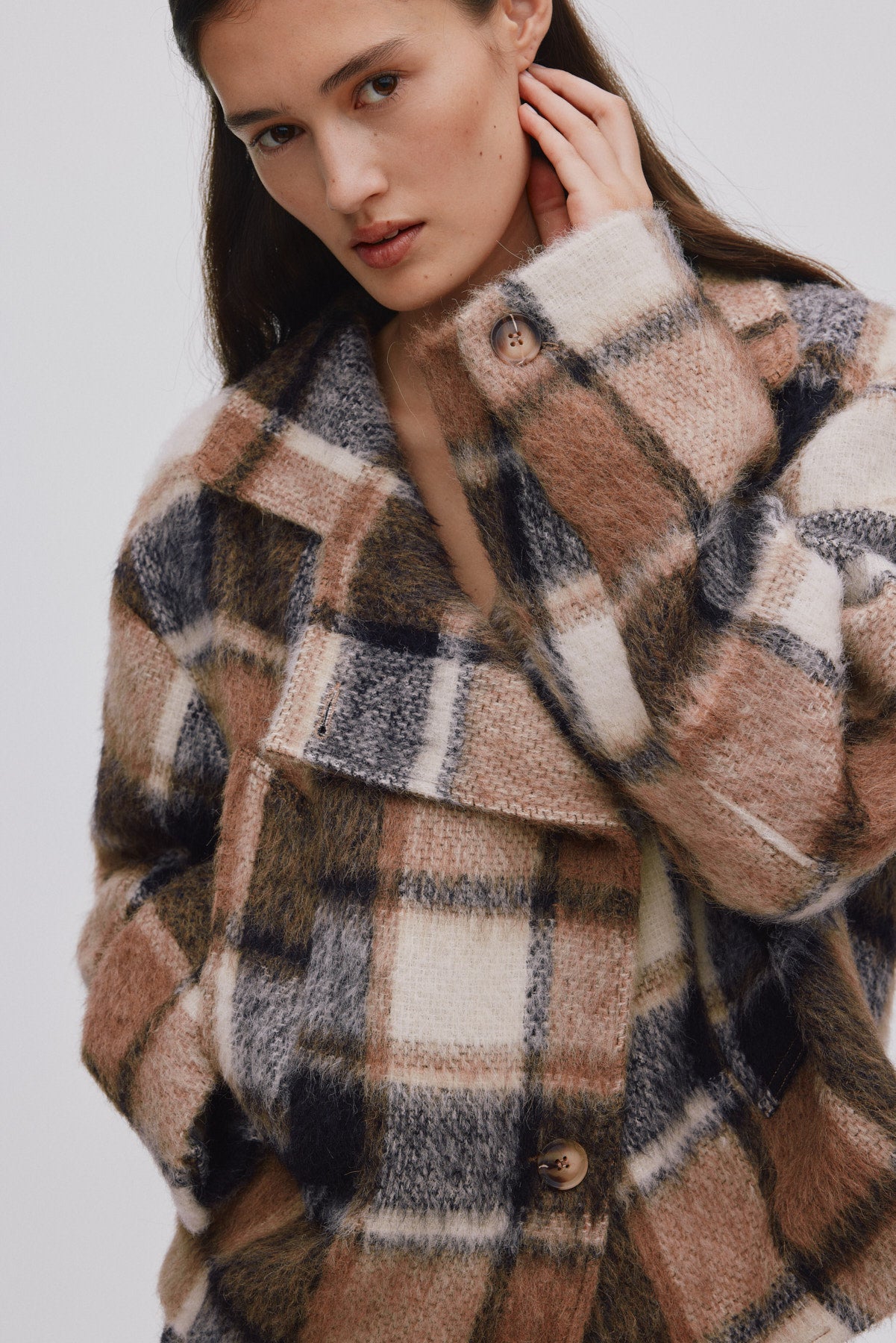 Ehsan - Jumbo check jacket I Brown check 2 - Rabens Saloner