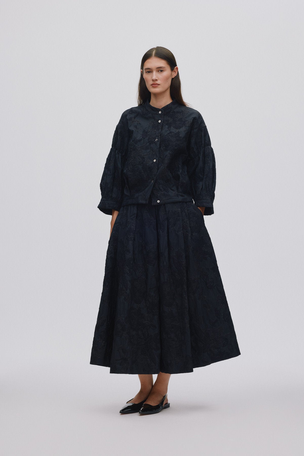 Clipped jacquard shirt jacket - Candie I Pirate black 3 - Rabens Saloner