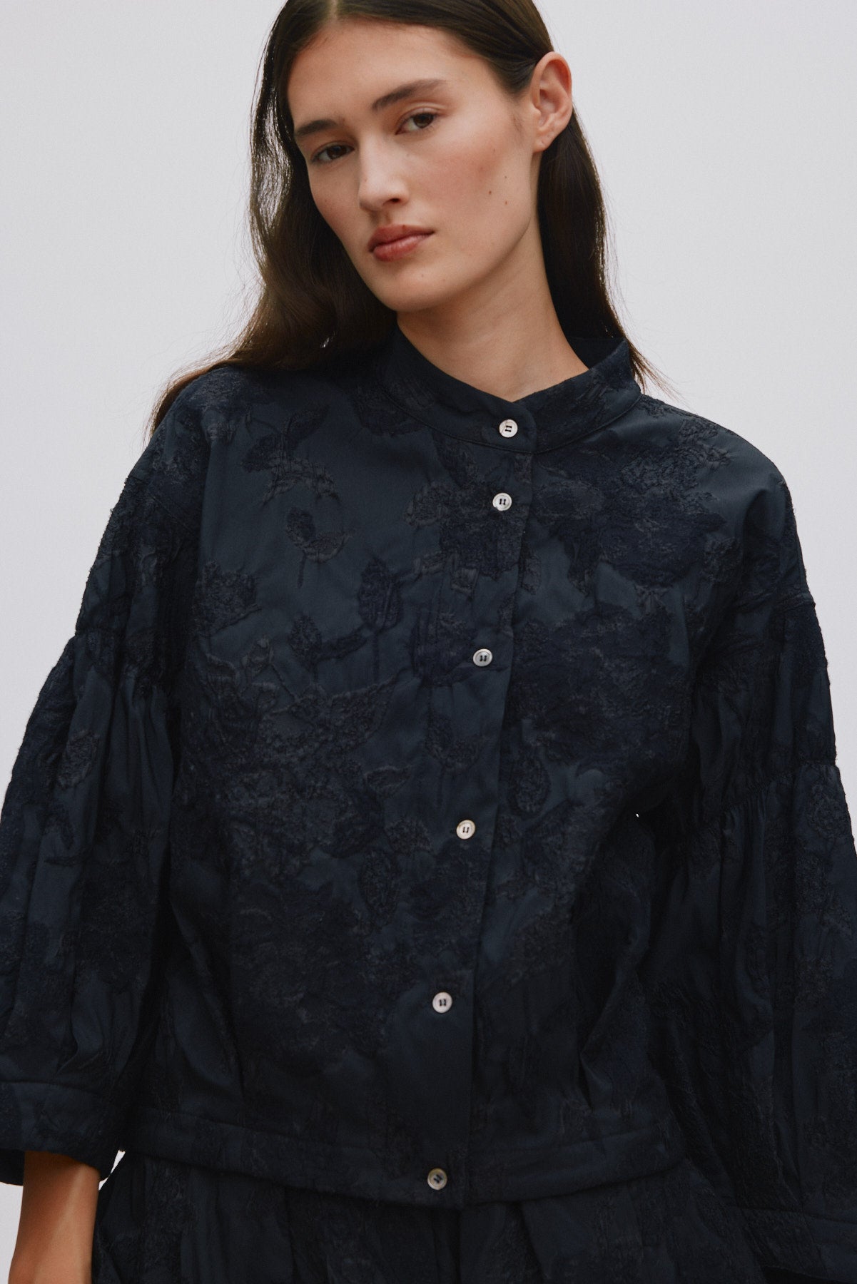 Candie - Clipped jacquard shirt jacket I Viper green 4 - Rabens Saloner