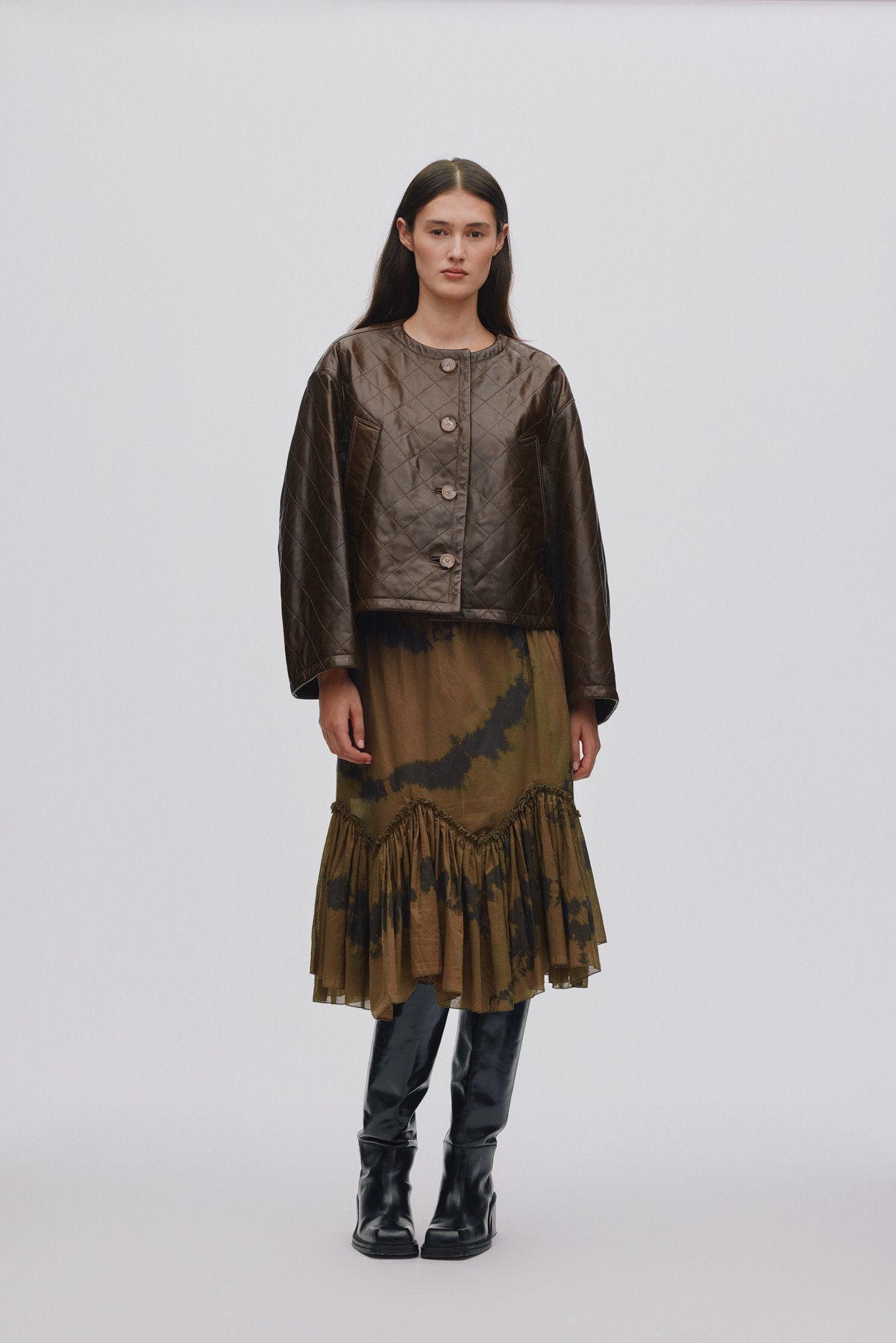 Berra - Quilted leather jacket I Olive 2 - Rabens Saloner