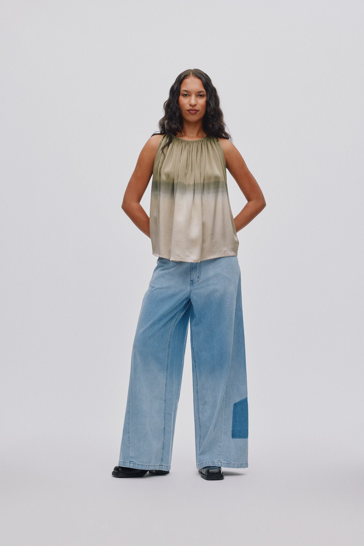 Sabel - Horizon gathered halter top I Cement combo 3 - Rabens Saloner