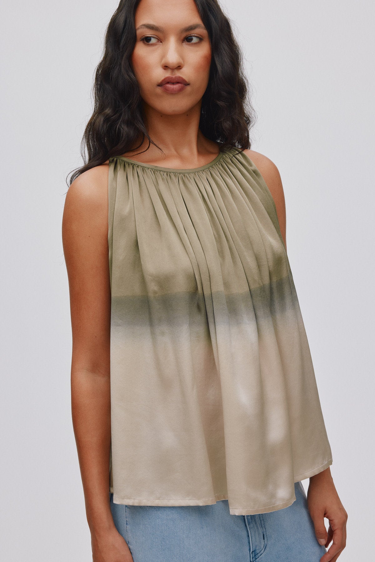 Sabel - Horizon gathered halter top I Cement combo 1 - Rabens Saloner