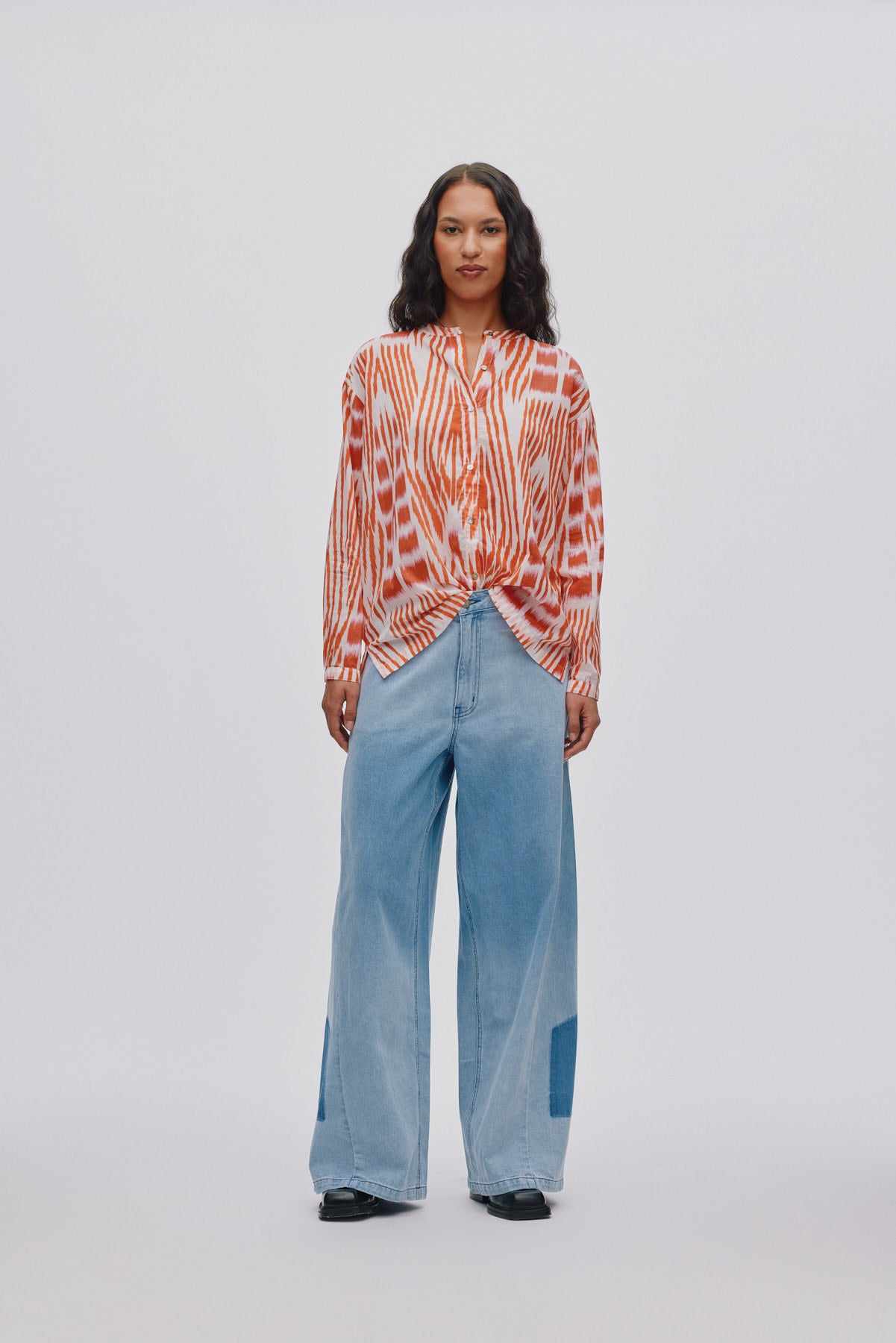 Lane - Light denim wide leg pants I Light washed denim 6 - Rabens Saloner