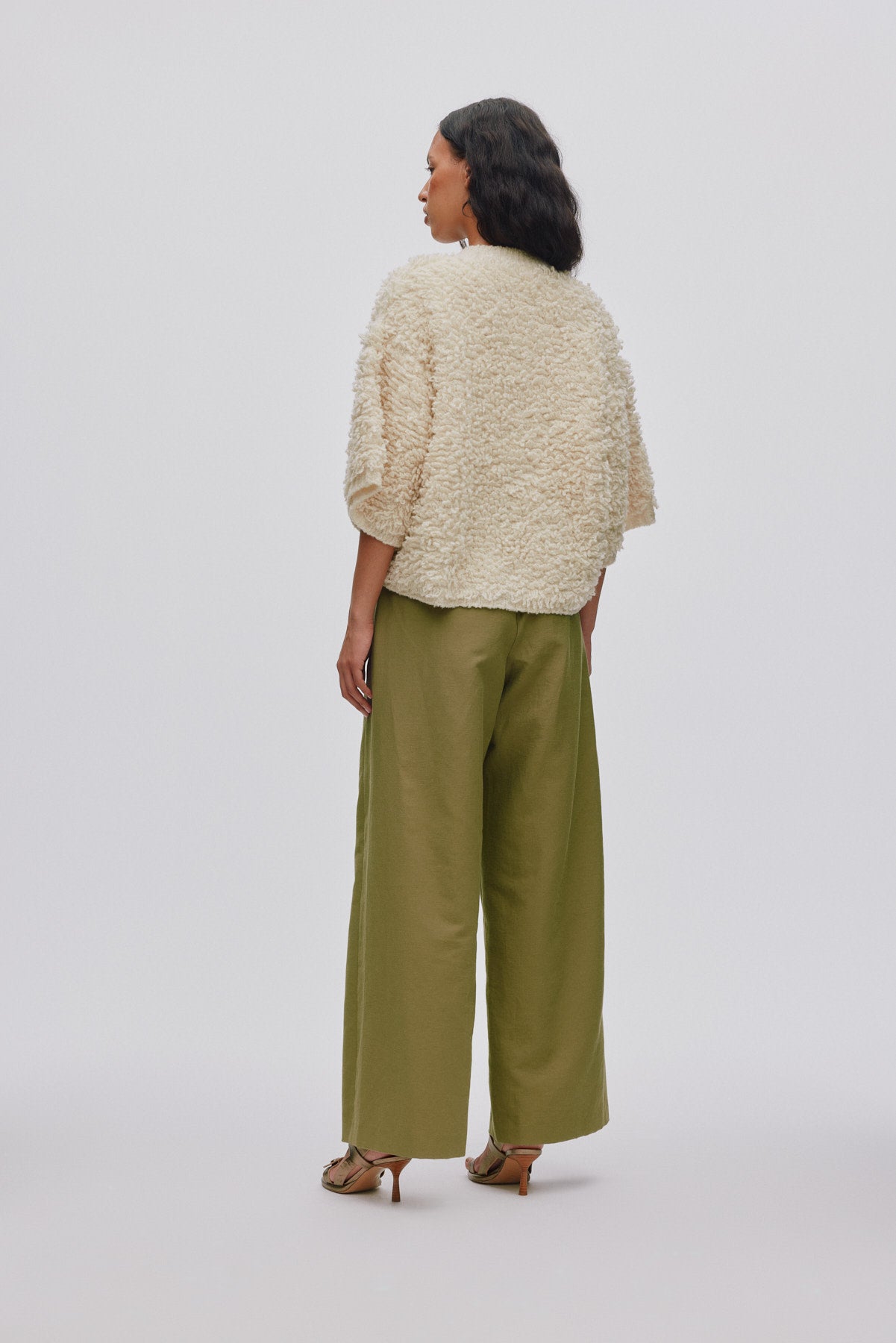Shaggy lamb knit cardigan - Alice I Off white