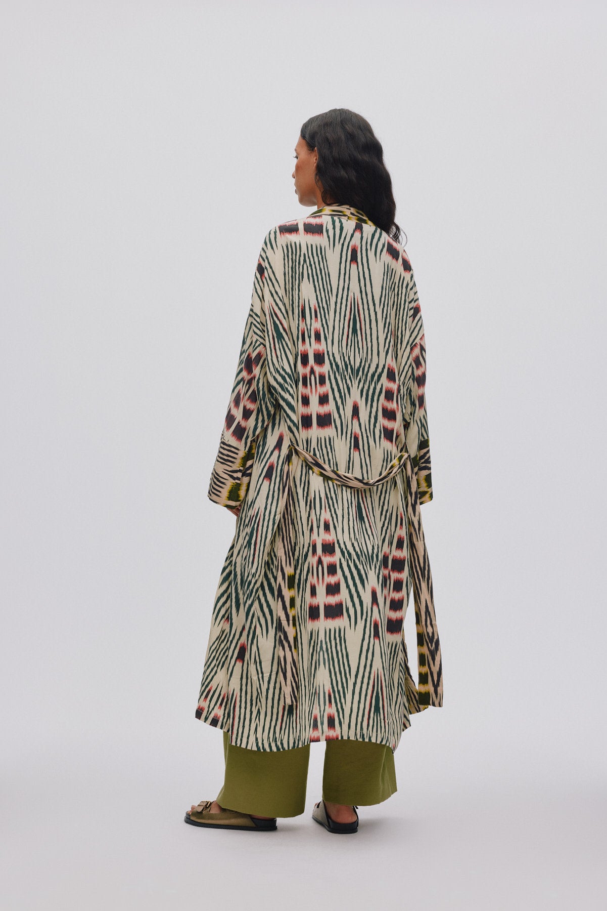 Sunita - Ikat combo robe dress I Forest pink sand & citrus combo 3 - Rabens Saloner