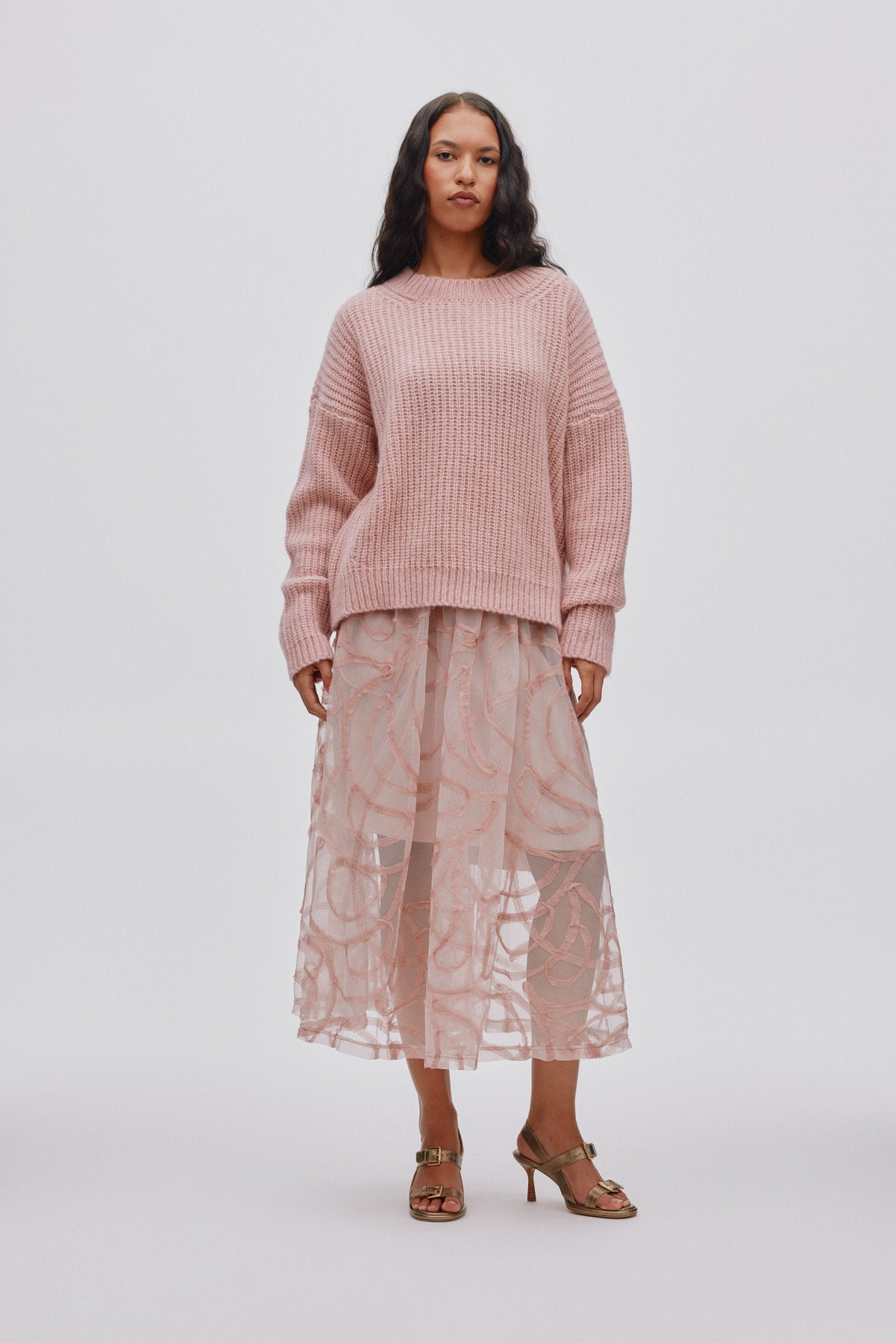 Hifa - Open knit cosy sweater I Pale pink Pale pink XS/S 1 - Rabens Saloner