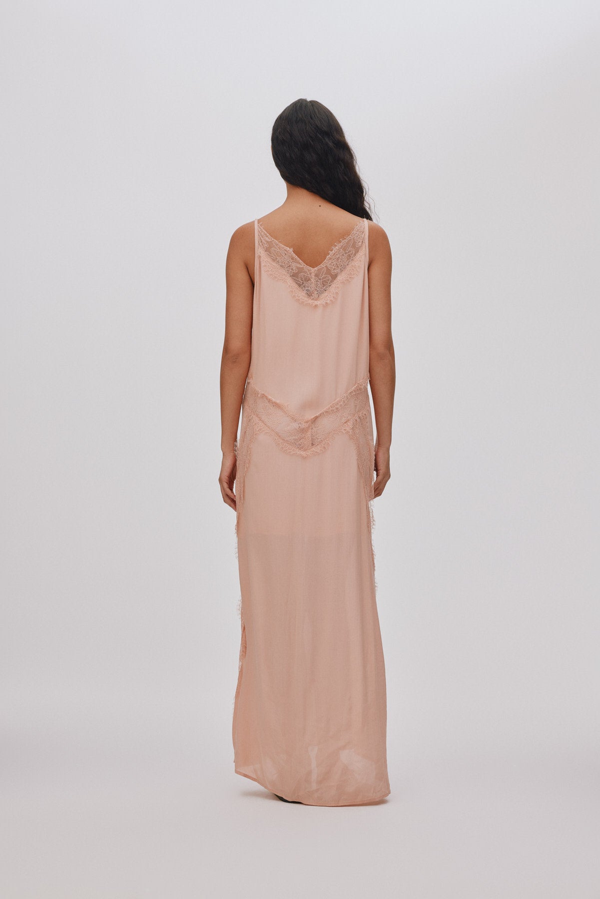 Lilou - Sheer lace panelled dress I Blush 2 - Rabens Saloner