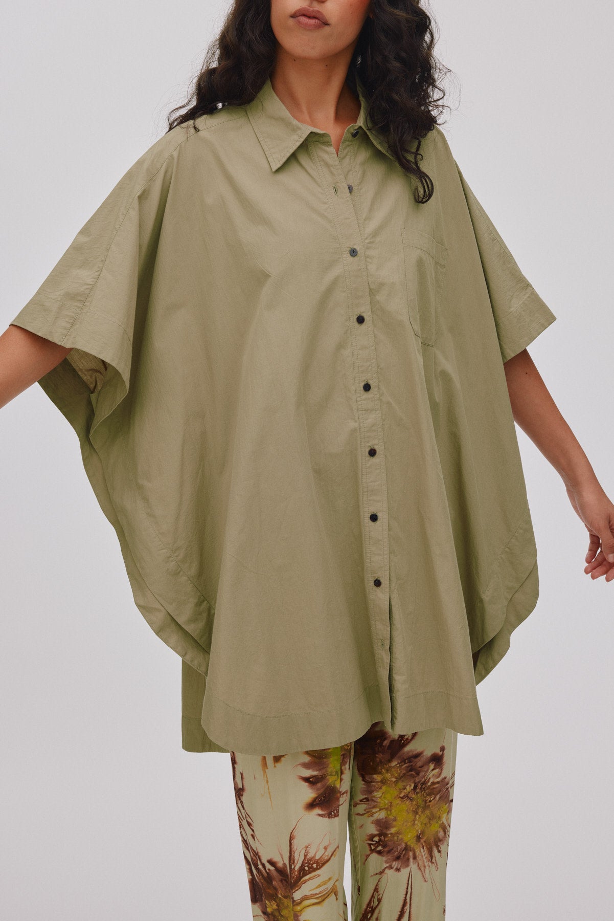 Berta - Poplin curved hem shirt dress I Faded black 7 - Rabens Saloner