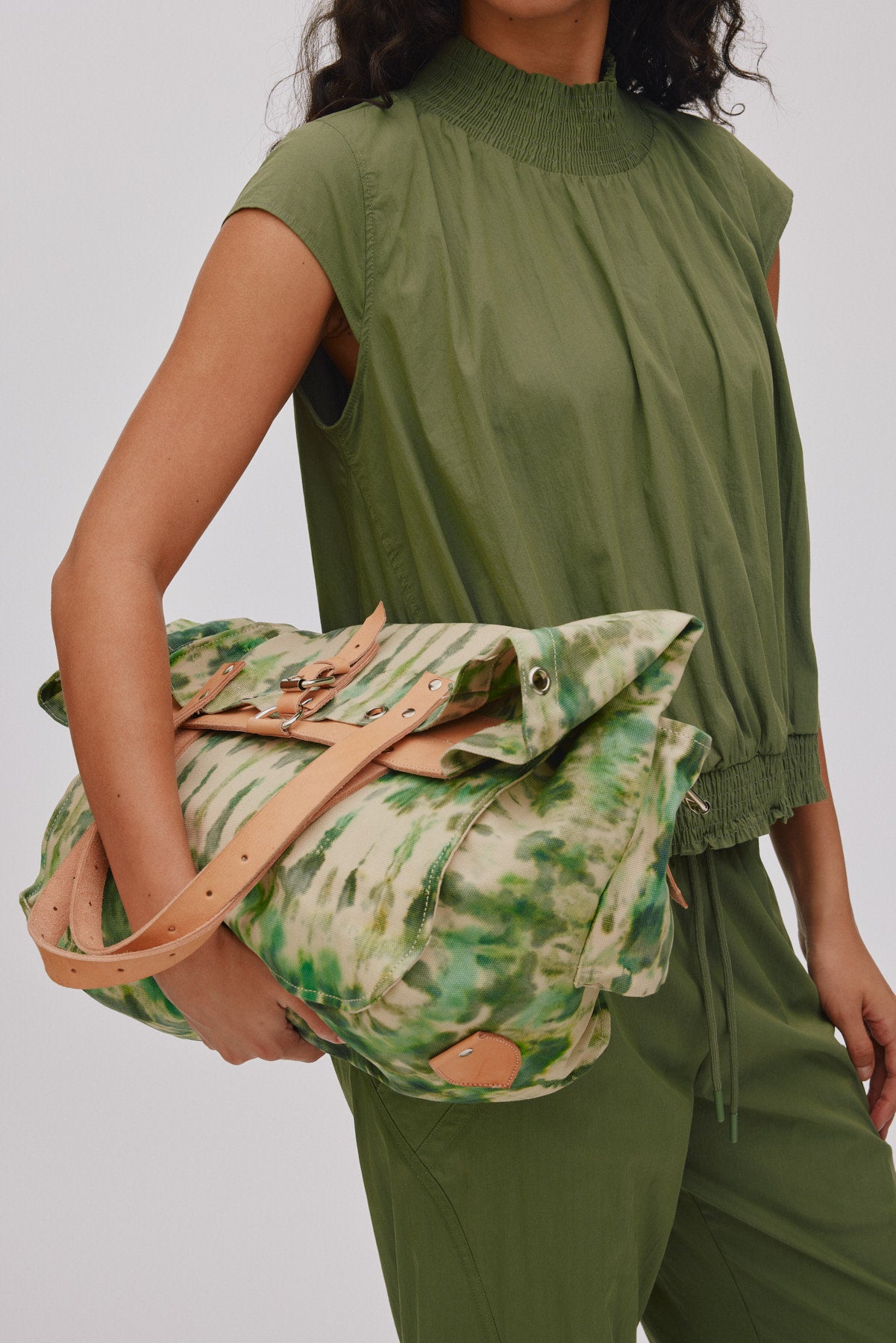 Ceci - Fossil with leather large bag I Army combo 2 - Rabens Saloner