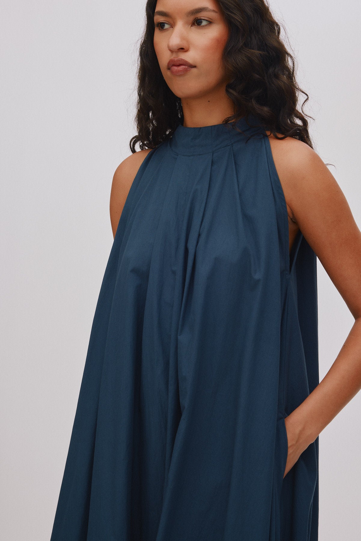Annisa - Poplin full dress I Navy 3 - Rabens Saloner