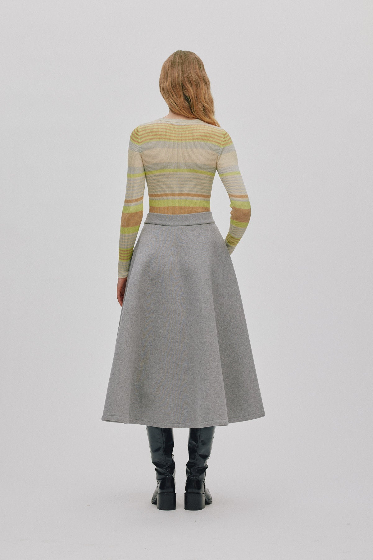 Jacka - Ribbed stripes knit top I Soft lime stripe 3 - Rabens Saloner