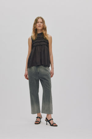 Pia - Voile frill halter top I Liquorice Liquorice XS 1 - Rabens Saloner