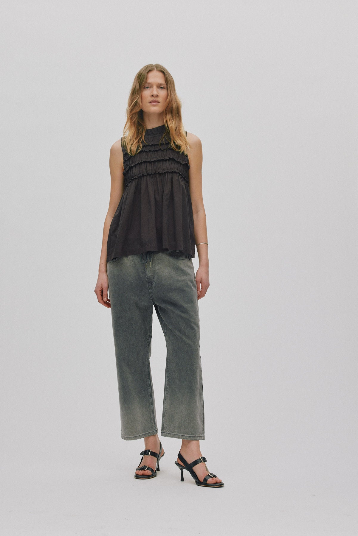 Pia - Voile frill halter top I Liquorice Liquorice XS 1 - Rabens Saloner