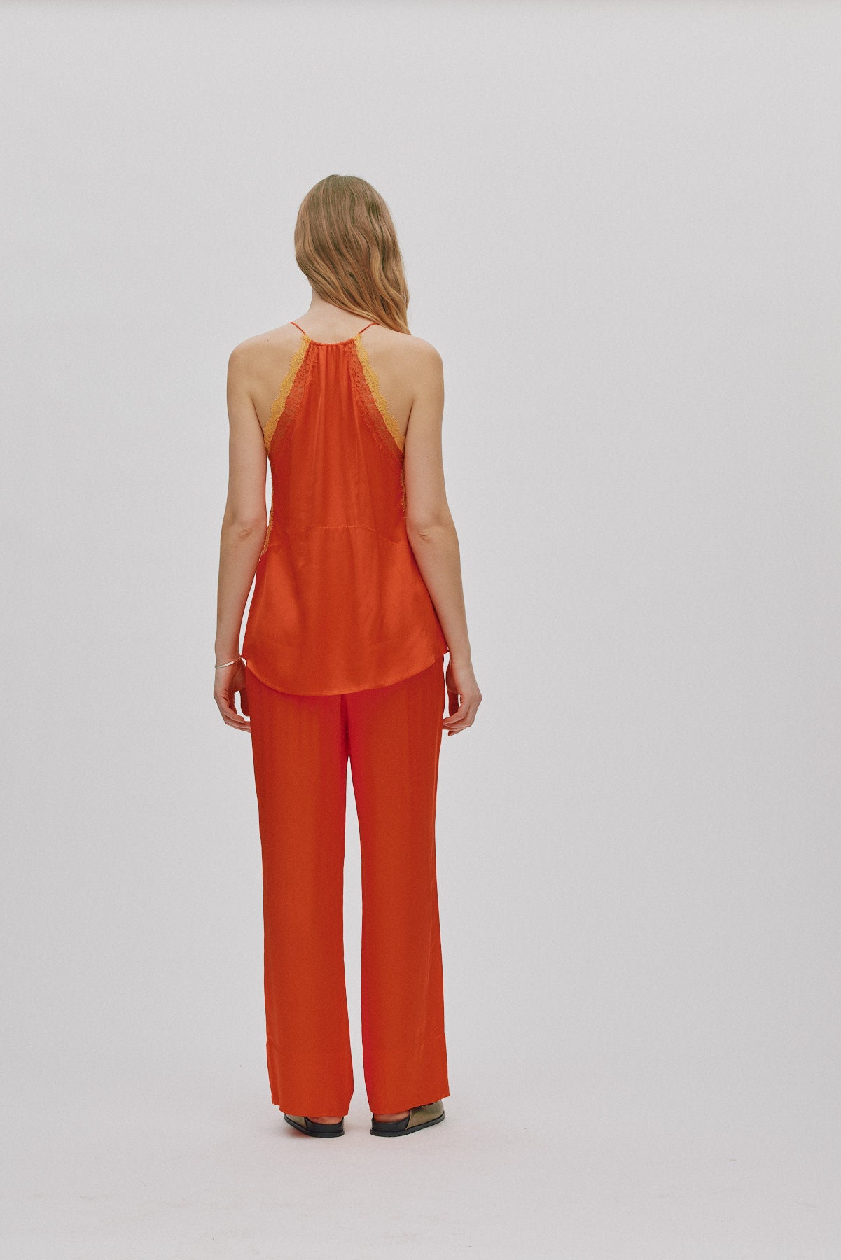 Soho - Contrast lace camisole top I Deep mandarin 5 - Rabens Saloner