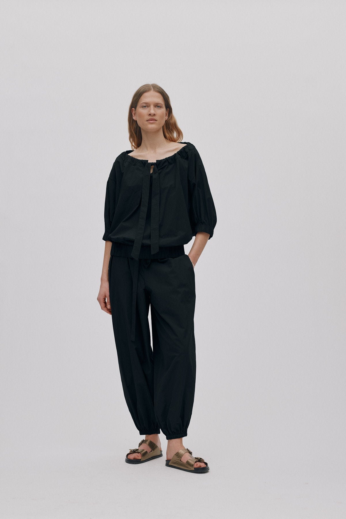 Ingefred - Poplin gathered top I Black Black XS/S 3 - Rabens Saloner