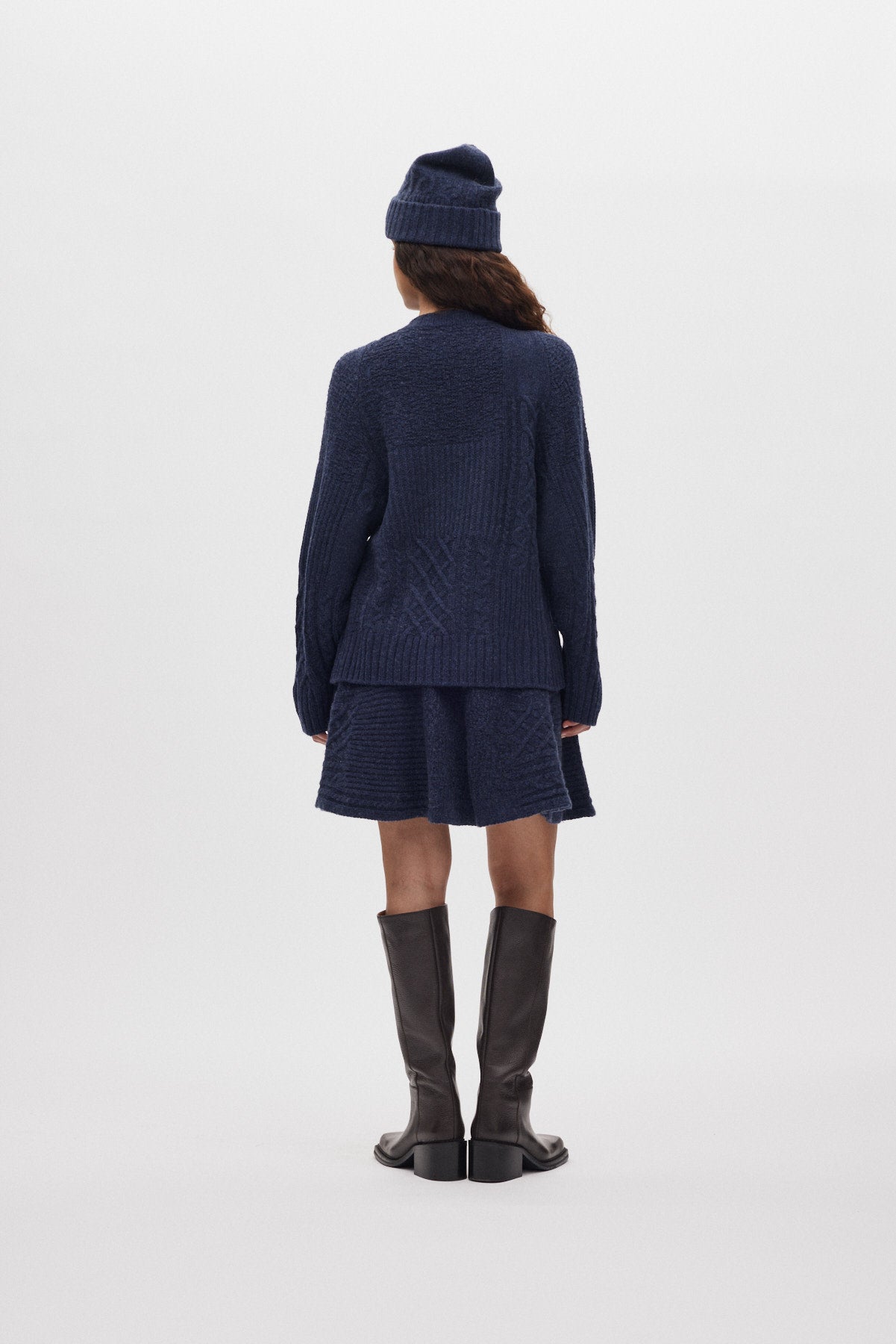 Luka - Patchwork knit cardigan I Indigo 2 - Rabens Saloner