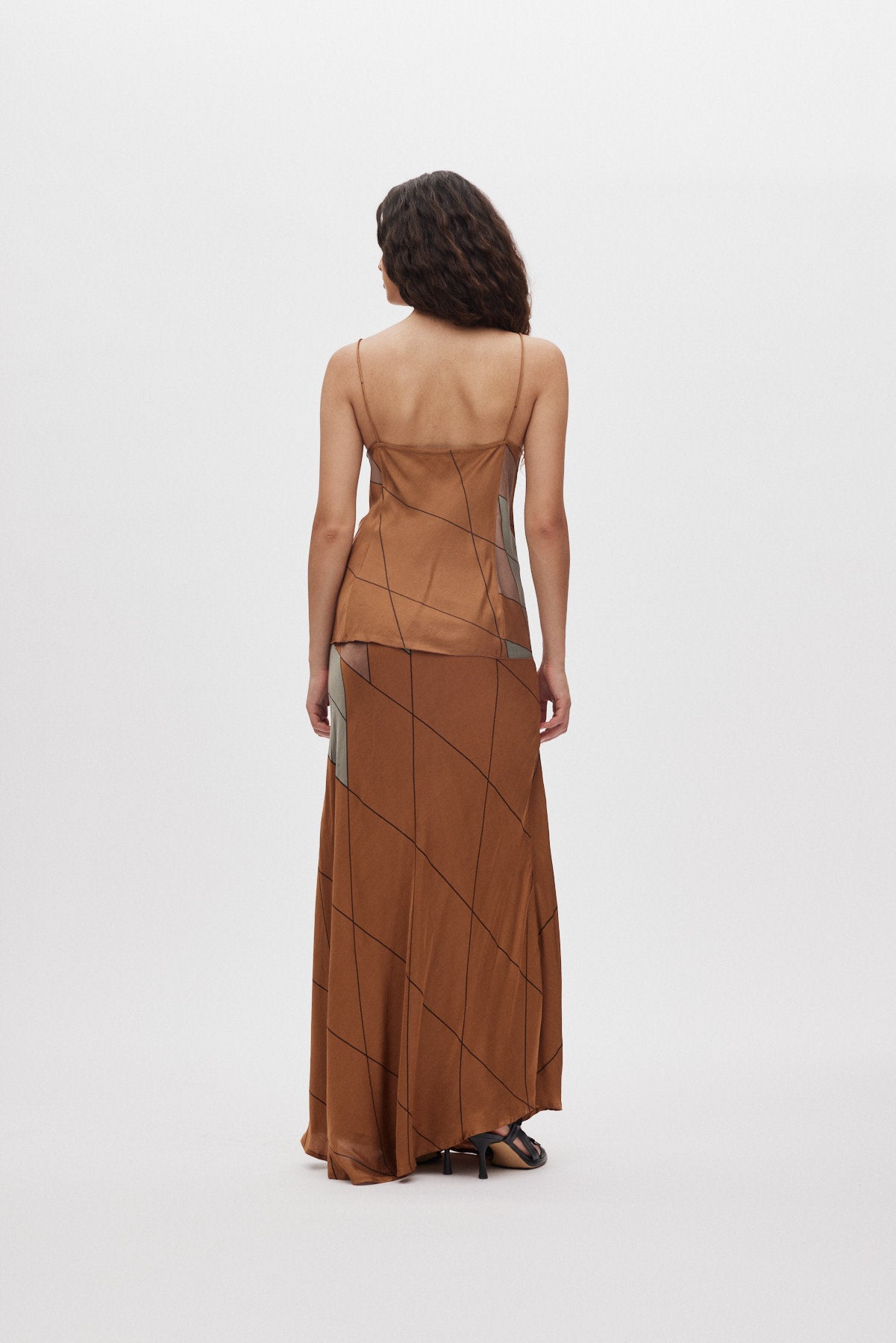 Mumle - Diamond print bias skirt I Rust combo 3 - Rabens Saloner