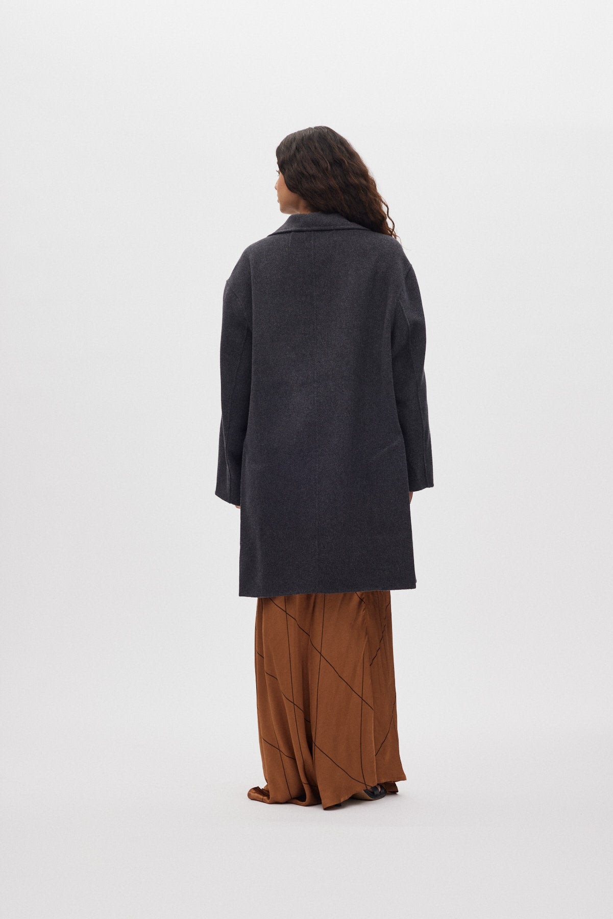 Leanna - Double felt wool coat I Dark grey melange 4 - Rabens Saloner