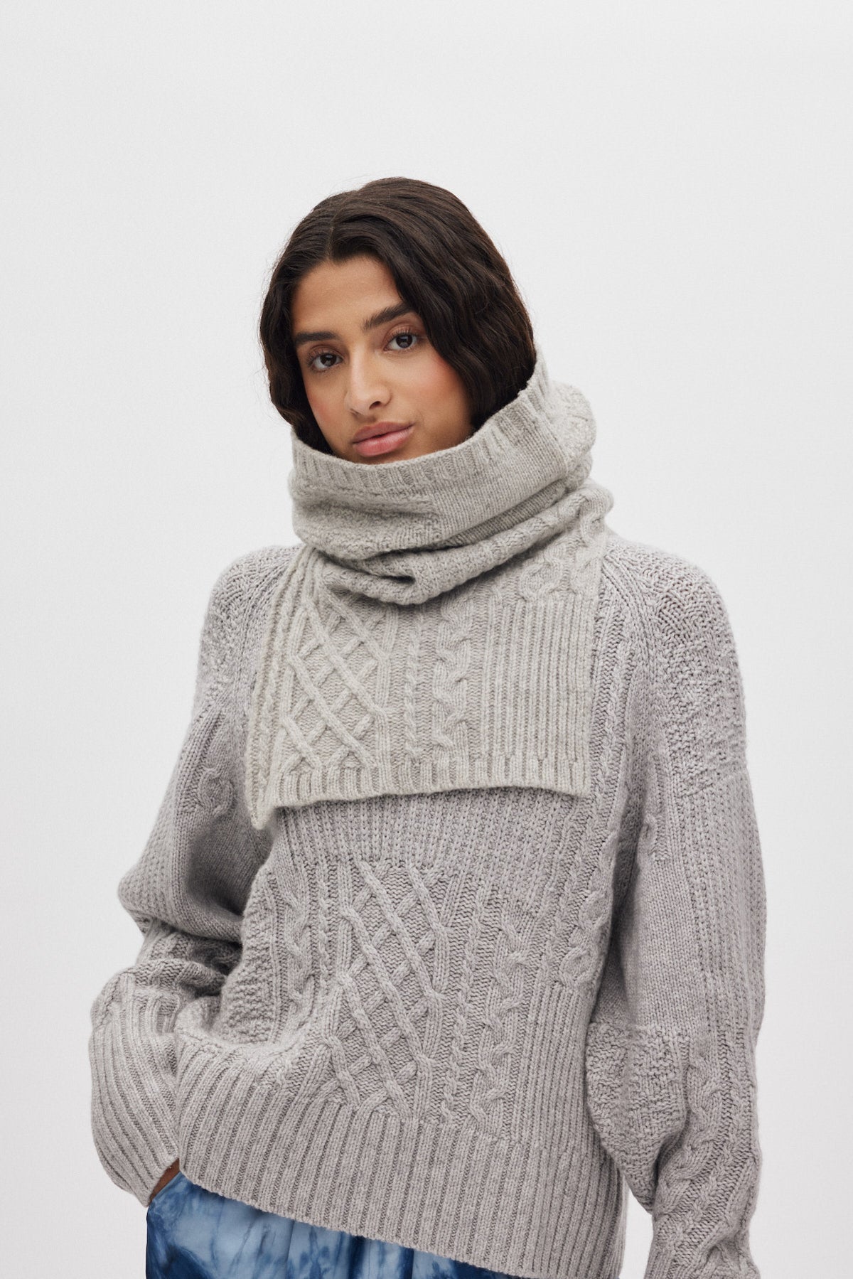 Talma - Smooth tailoring long jacket I Light grey melange 1 - Rabens Saloner