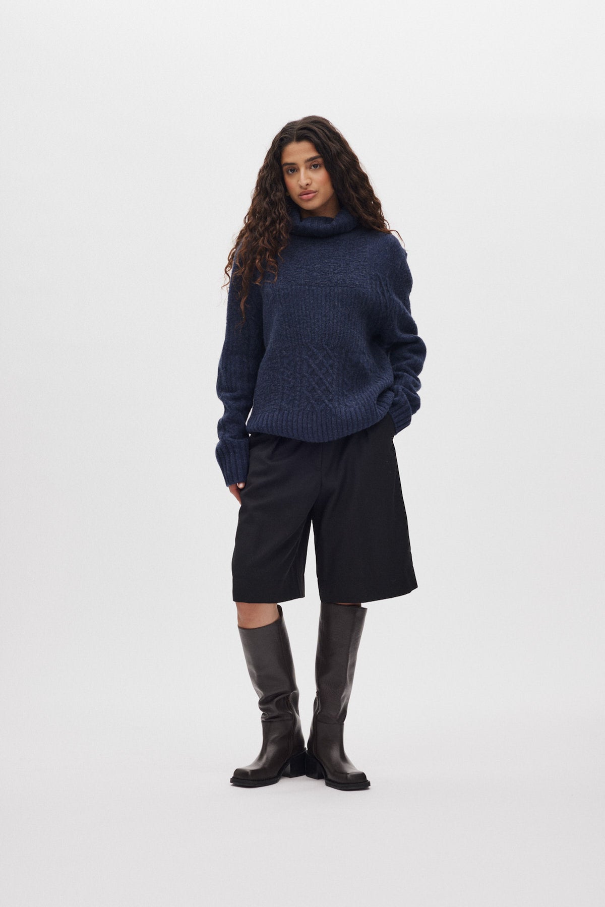 Anli - Patchwork knit sweater I Indigo Indigo XS 1 - Rabens Saloner