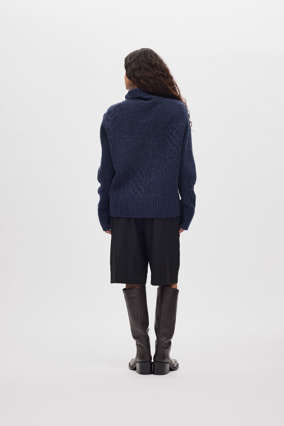 Anli - Patchwork knit sweater I Indigo 3 - Rabens Saloner