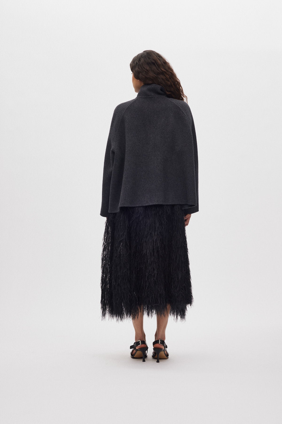Hillevi - Double felt wool jacket I Dark grey melange 3 - Rabens Saloner