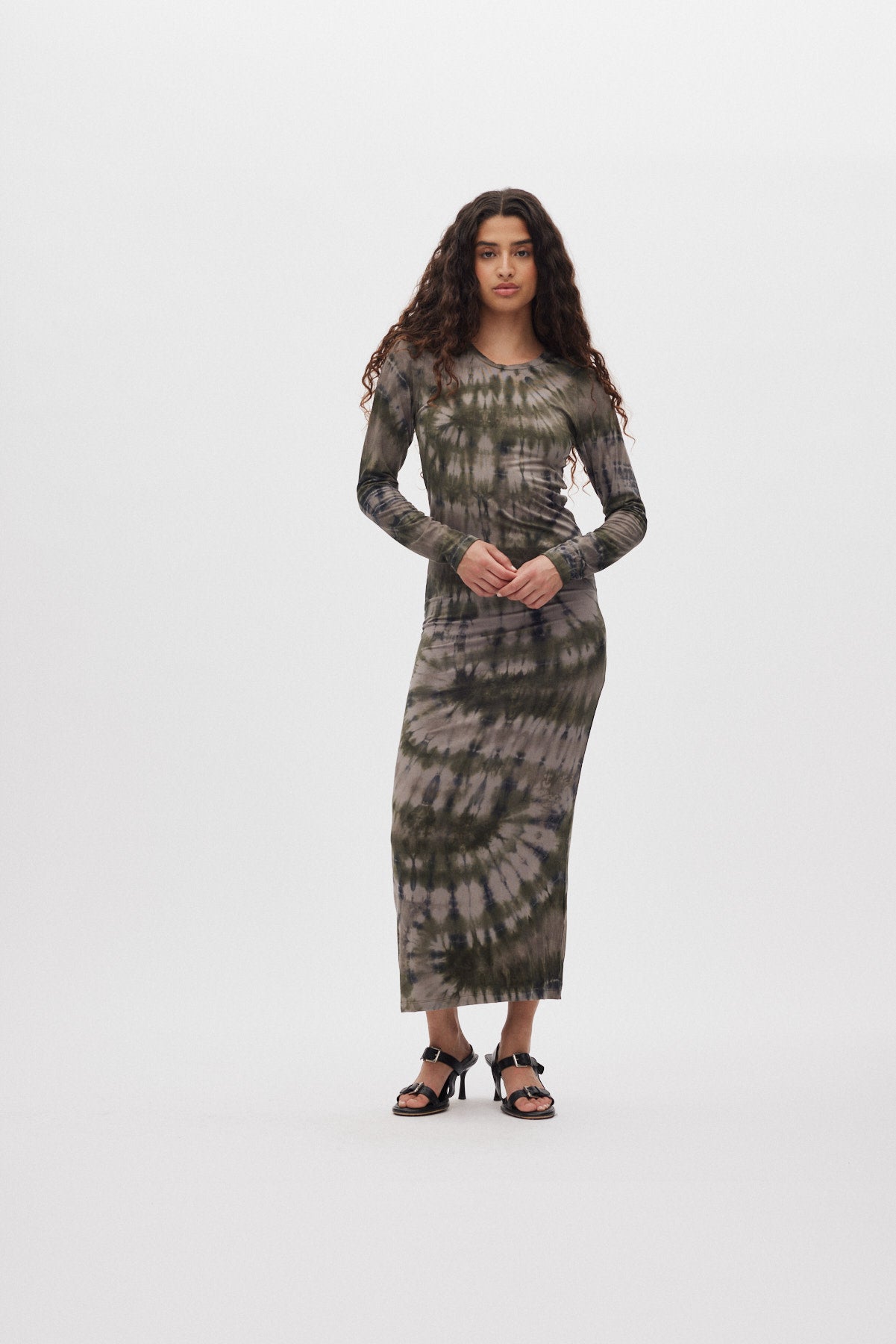 Simi - Lava long jersey dress I Grey green combo Grey green combo XS 1 - Rabens Saloner