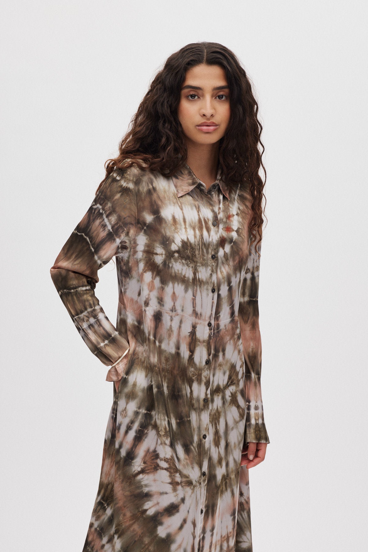 Vija - Lava button dress I Rust combo 2 - Rabens Saloner