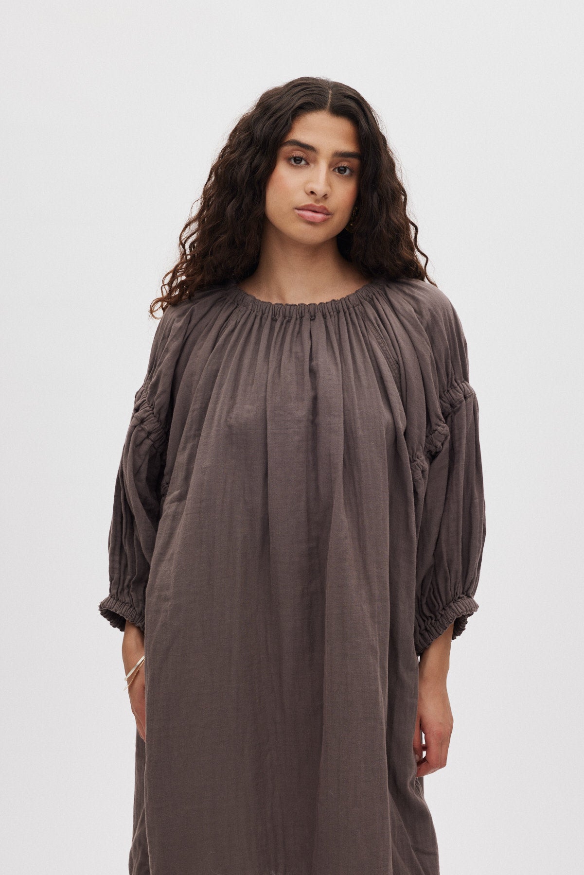 Mabel - Cotton double elasticated dress I Brown 2 - Rabens Saloner