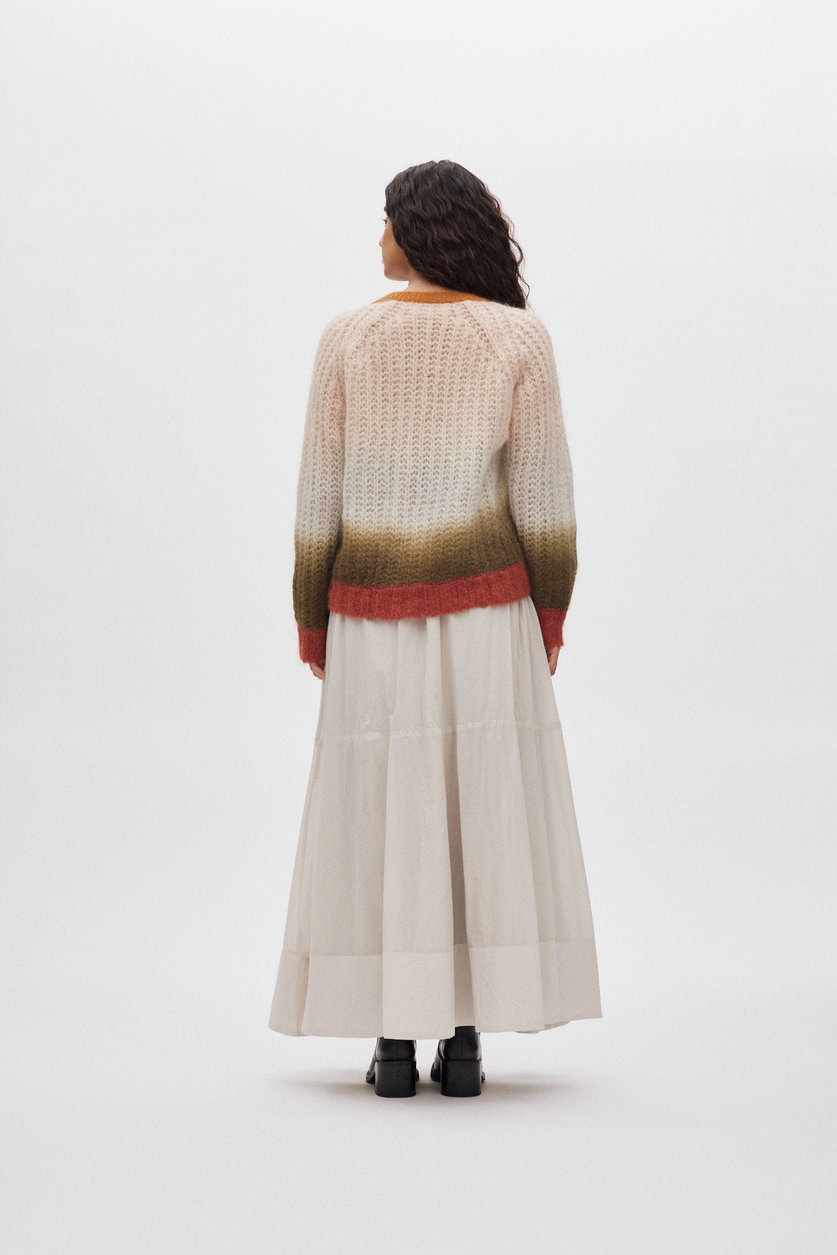 Dema - Poplin full layered skirt I Clay 3 - Rabens Saloner