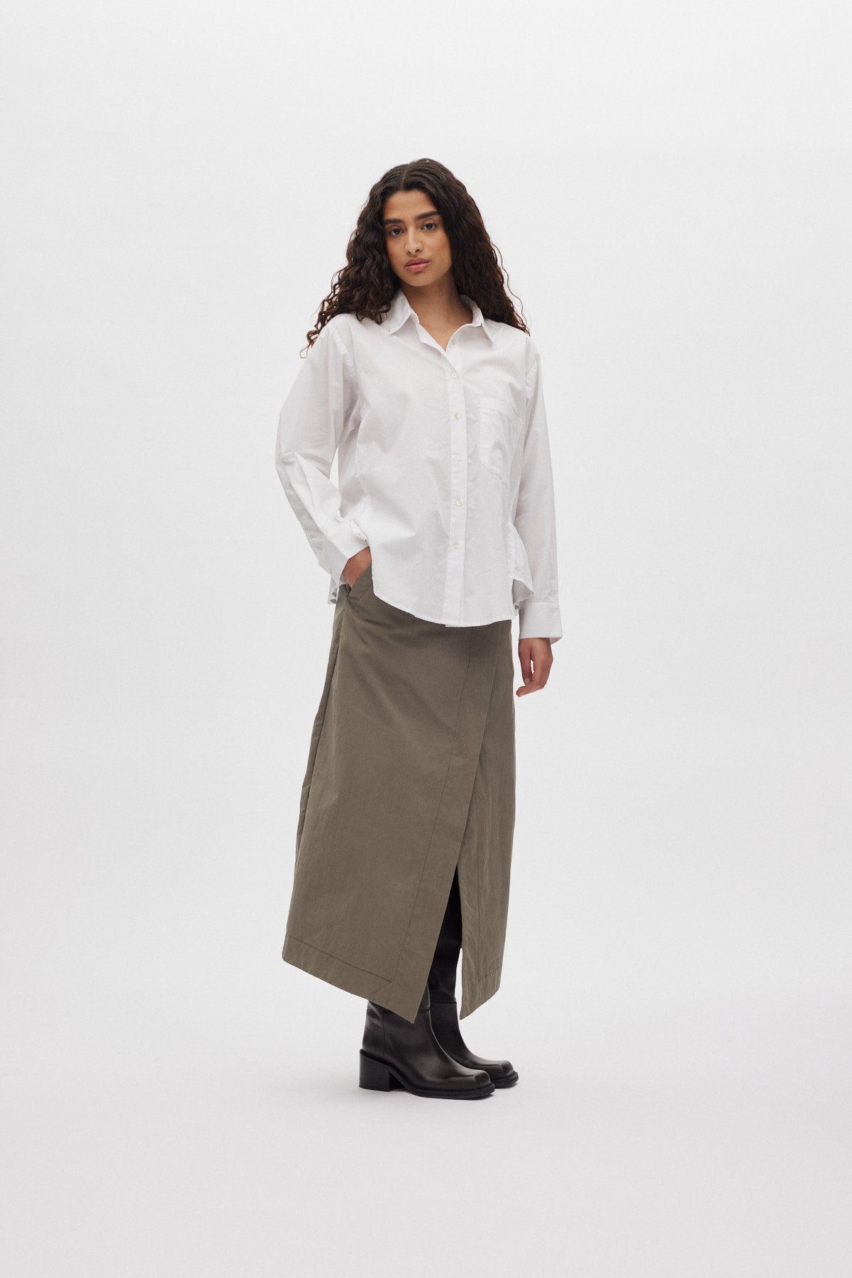 Djana - Poplin side gather shirt I White White XS 1 - Rabens Saloner