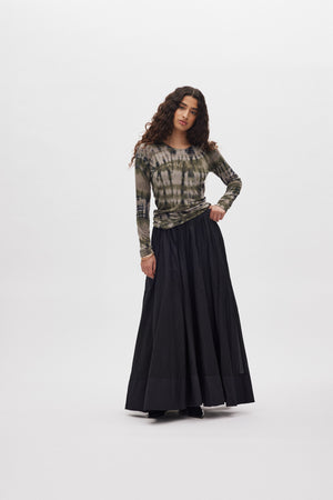 Dema - Poplin full layered skirt I Black Black XS 1 - Rabens Saloner