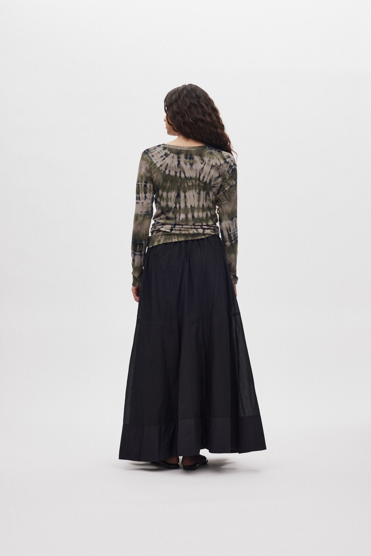 Dema - Poplin full layered skirt I Black 3 - Rabens Saloner