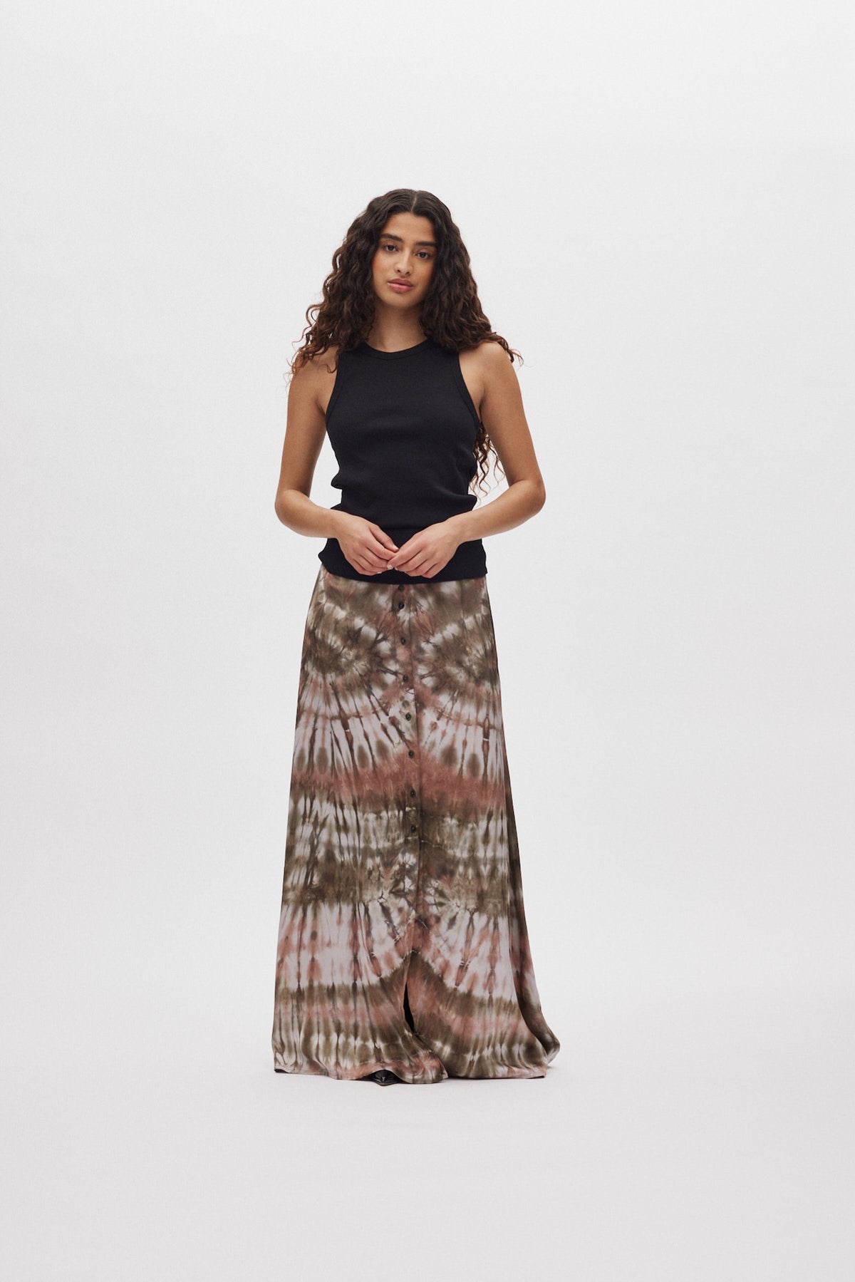 Henriette - Lava print button skirt I Rust combo 1 - Rabens Saloner