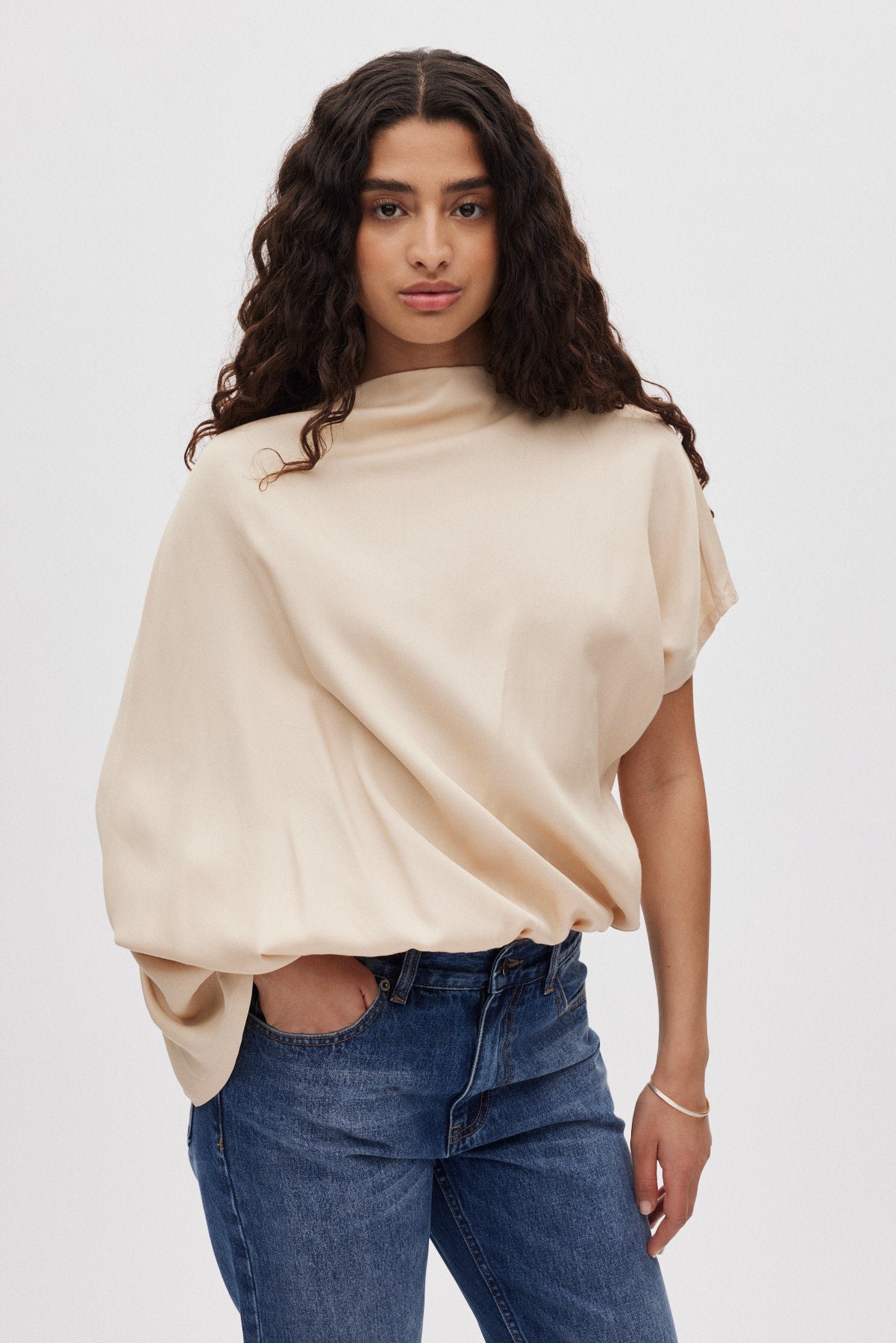 Mist - Ripple drape blouse I Sand Dollar Sand Dollar XS 2 - Rabens Saloner