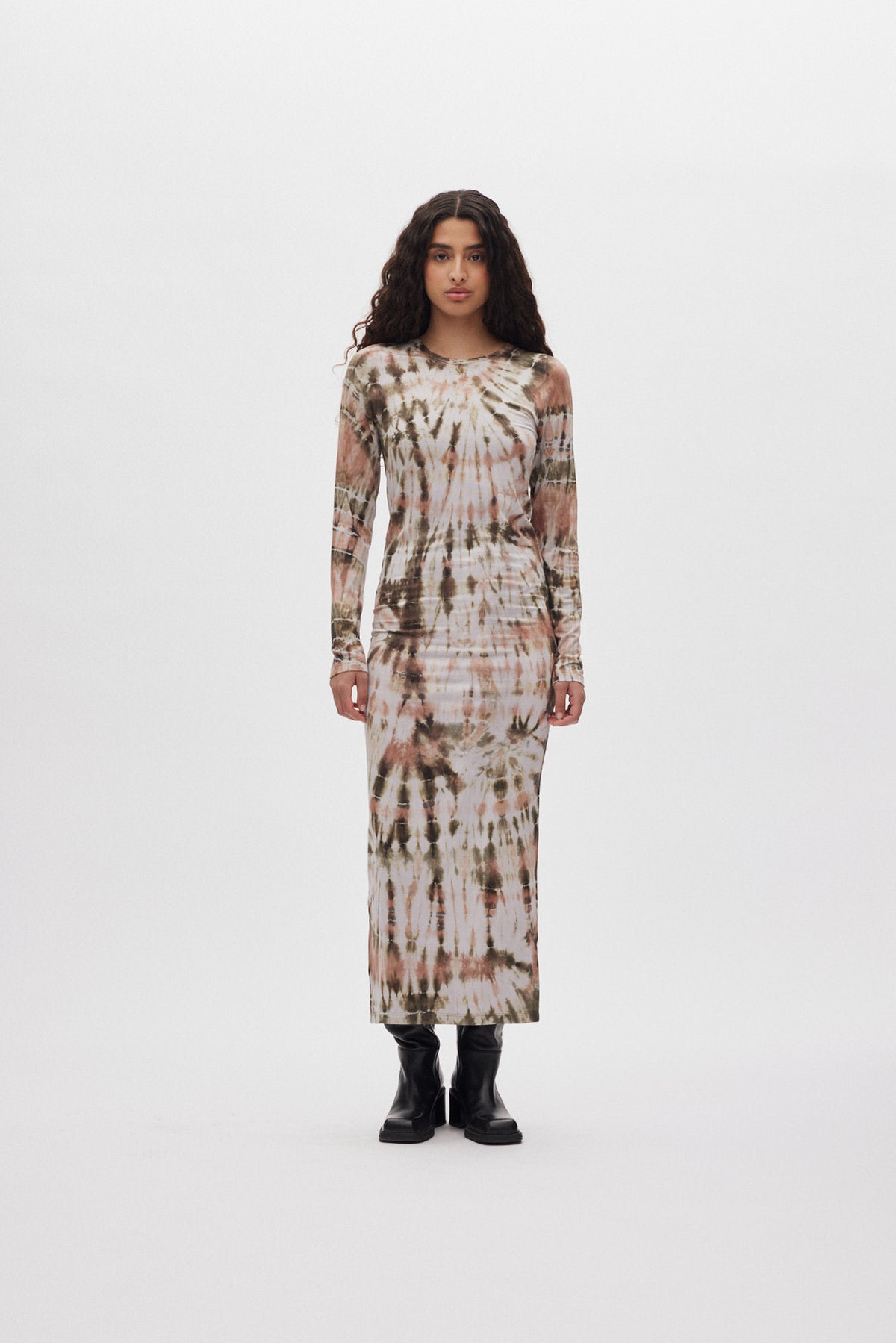 Simi - Lava long jersey dress I Rust combo 1 - Rabens Saloner